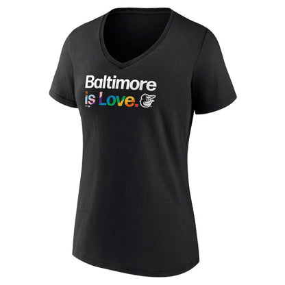 Baltimore Orioles Women's City Pride V-Neck T-Shirt - Black