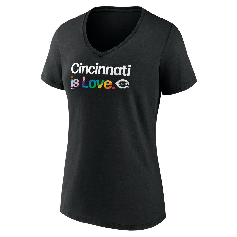 Cincinnati Reds Women's City Pride V-Neck T-Shirt - Black