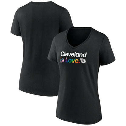 Cleveland Guardians Women's City Pride V-Neck T-Shirt - Black