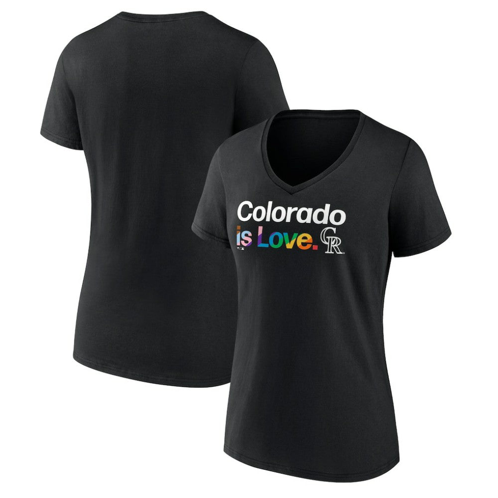 Colorado Rockies Women's City Pride V-Neck T-Shirt - Black