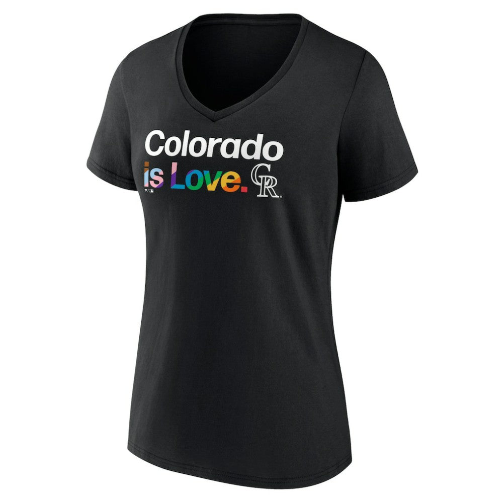 Colorado Rockies Women's City Pride V-Neck T-Shirt - Black