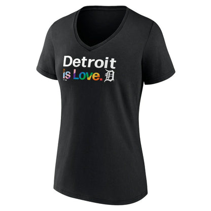 Detroit Tigers Women's City Pride V-Neck T-Shirt - Black