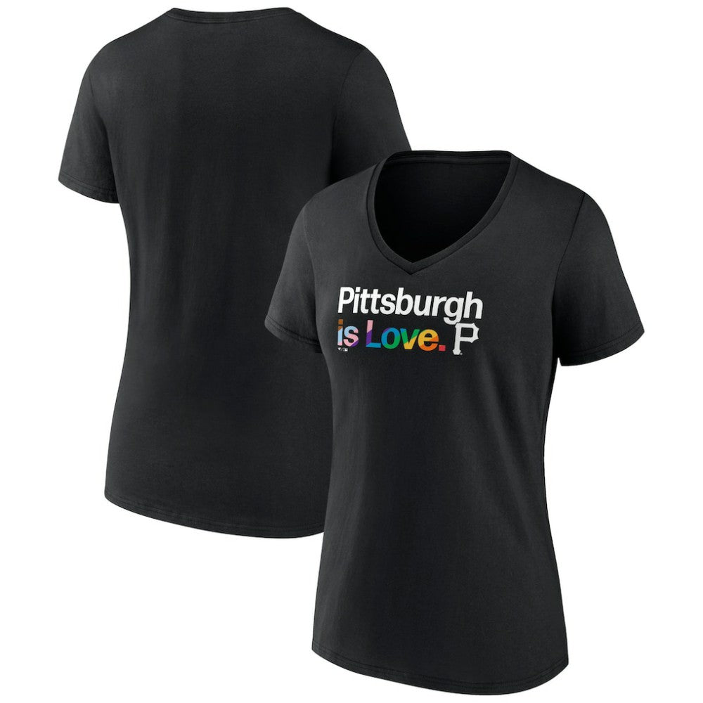 Pittsburgh Pirates Women's City Pride V-Neck T-Shirt - Black