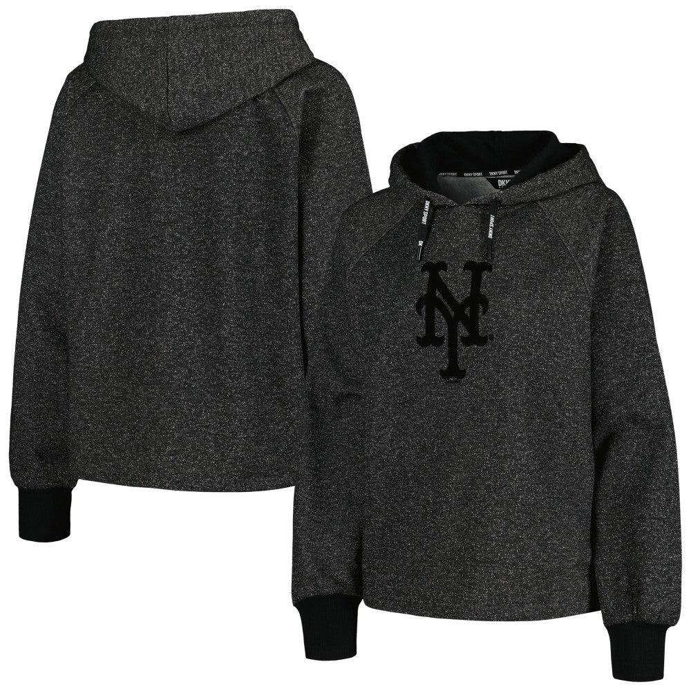 New York Mets DKNY Sport Women's Debbie Dolman Raglan Pullover Hoodie - Black