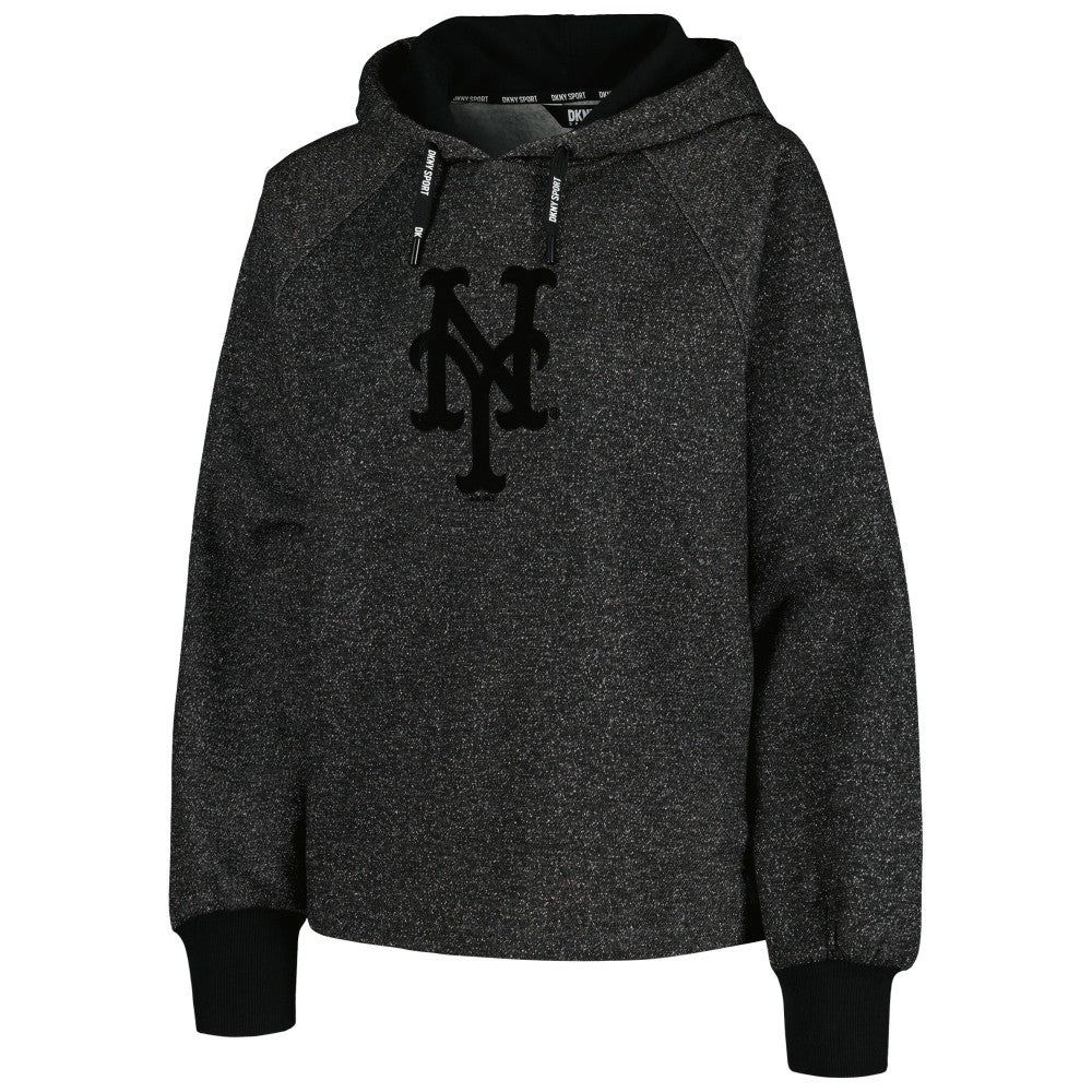 New York Mets DKNY Sport Women's Debbie Dolman Raglan Pullover Hoodie - Black