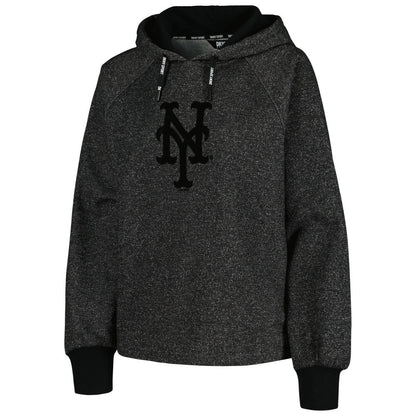 New York Mets DKNY Sport Women's Debbie Dolman Raglan Pullover Hoodie - Black