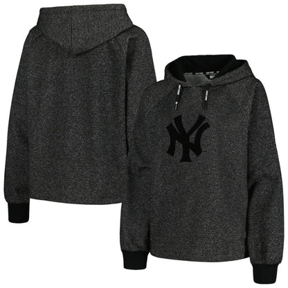 New York Yankees DKNY Sport Women's Debbie Dolman Raglan Pullover Hoodie - Black
