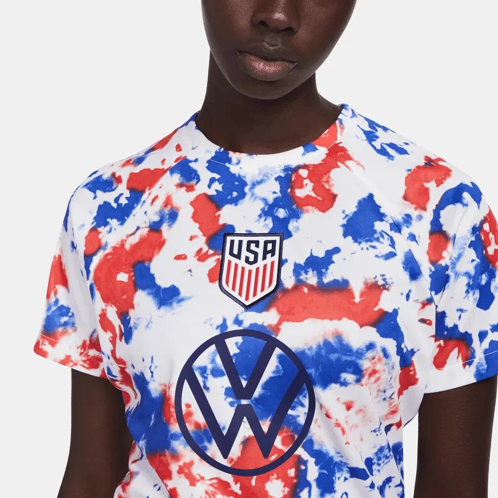 2022-23 USA Women's Pre-Match Soccer Jersey - White-Blue-Red