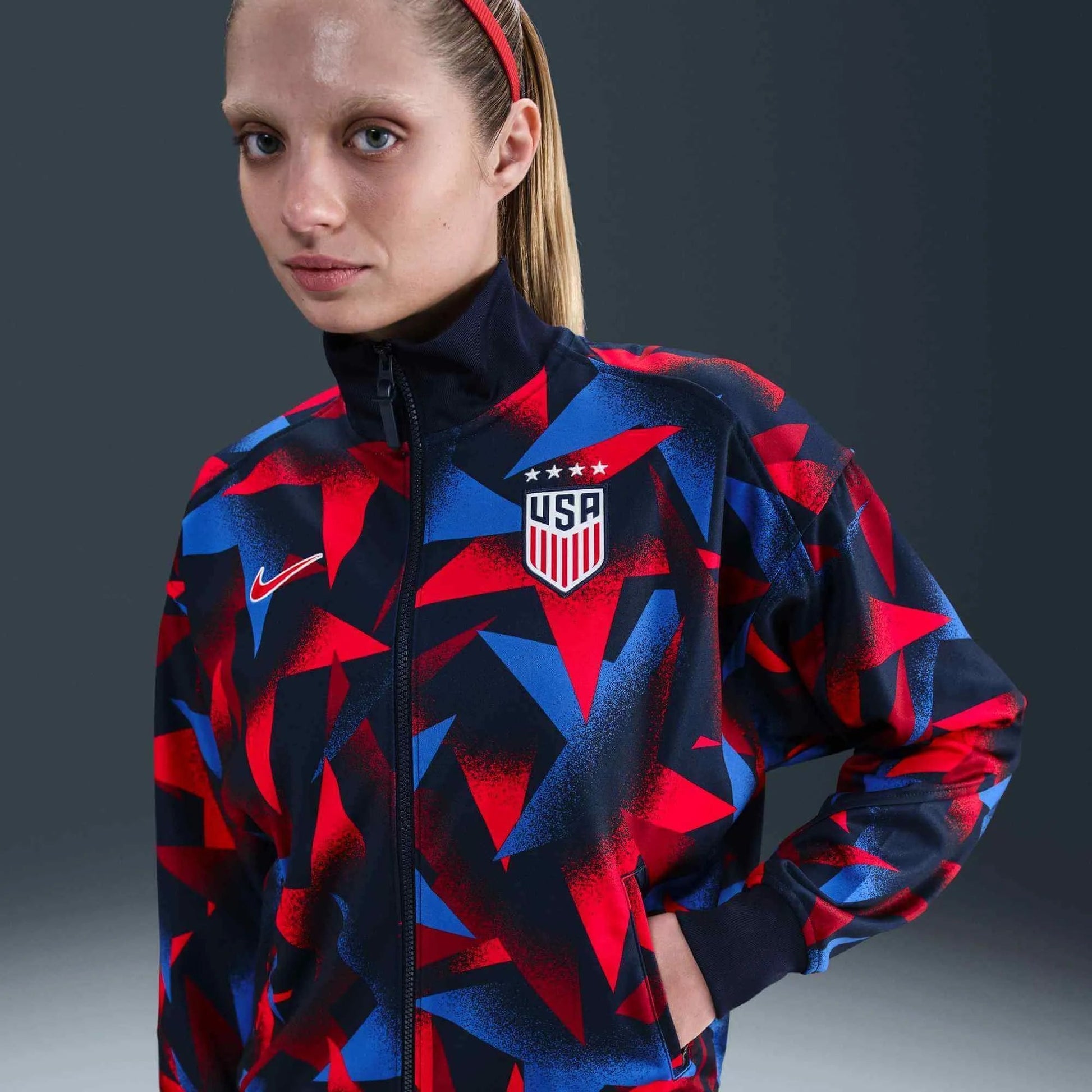 2025 USA Women's Academy Pro Anthem Jacket Obsidian/Challenge Red