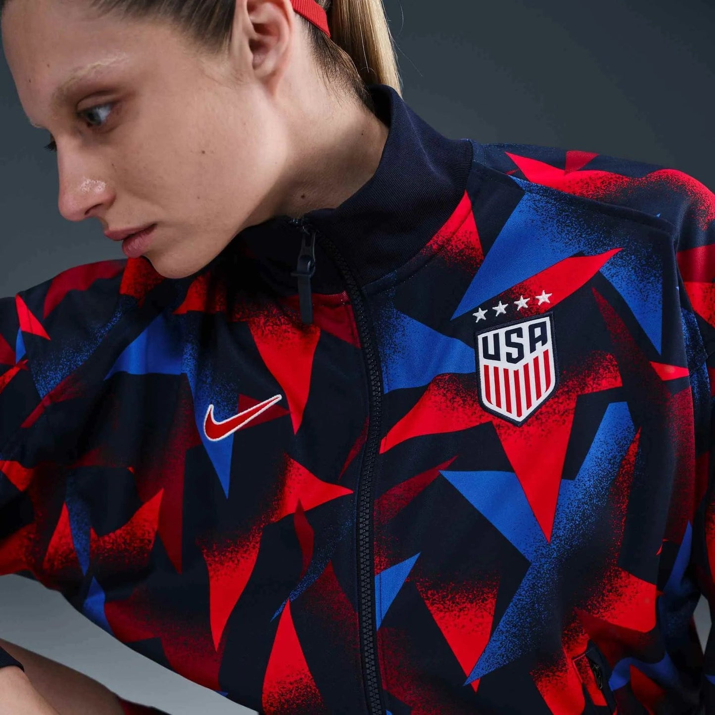 2025 USA Women's Academy Pro Anthem Jacket Obsidian/Challenge Red