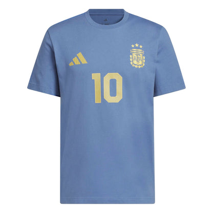 2026 Argentina Men's Messi Name And Number Tee Crew Blue
