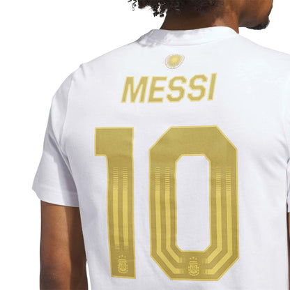 2026 Argentina Men's Messi Name And Number Tee White