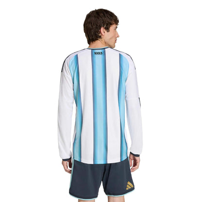 2026 Argentina Men's Authentic Home Long-Sleeve Soccer Jersey White / Icey Blue / Light Blue