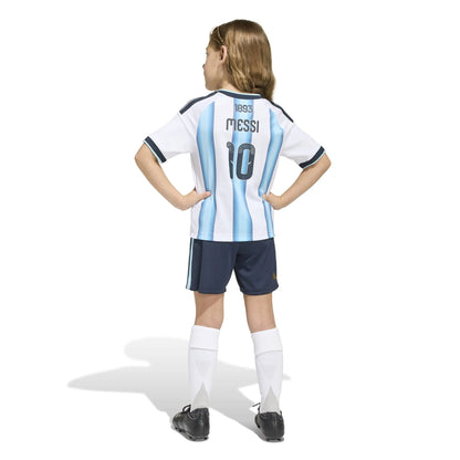 2026 Argentina Kid's Home Messi #10 Mini Kit White / Icey Blue / Light Blue