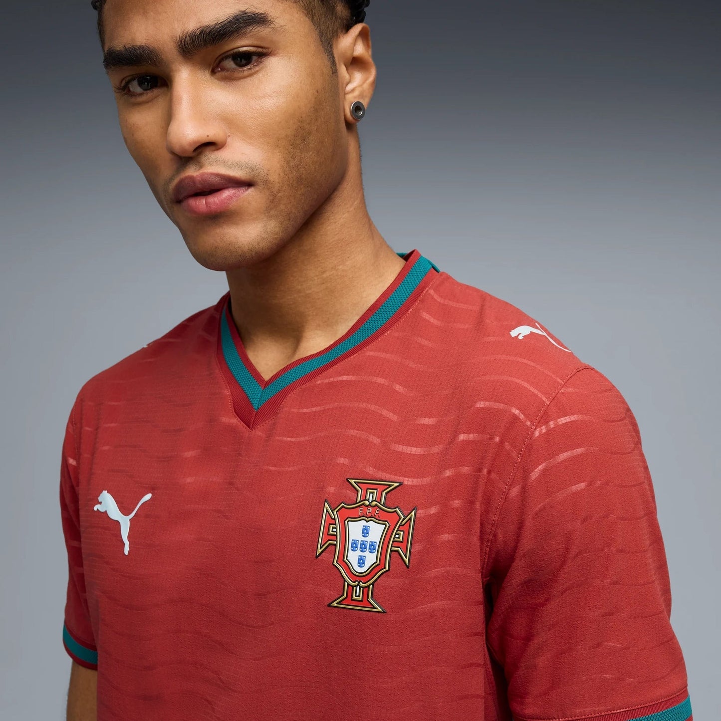 2026 Portugal Men's Authentic Home Soccer Jersey Club Red-Green Lagoon