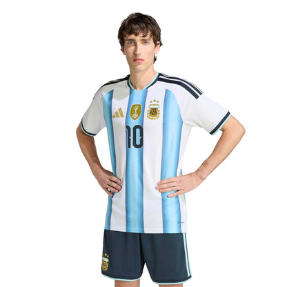 2026 Argentina Men's Authentic Home Messi #10 Soccer Jersey White / Icey Blue / Light Blue
