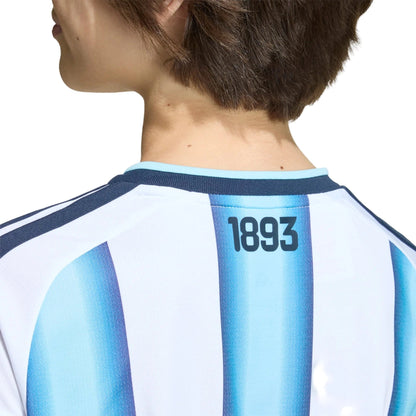 2026 Argentina Youth Stadium Home Soccer Jersey White / Icey Blue / Light Blue