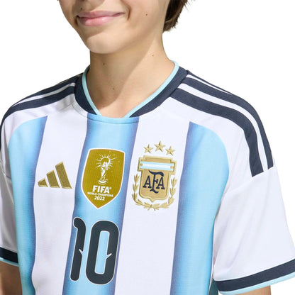 2026 Argentina Youth Stadium Home Messi #10 Soccer Jersey White / Icey Blue / Light Blue