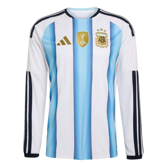2026 Argentina Men's Stadium Home Long-Sleeve Soccer Jersey White / Icey Blue / Light Blue