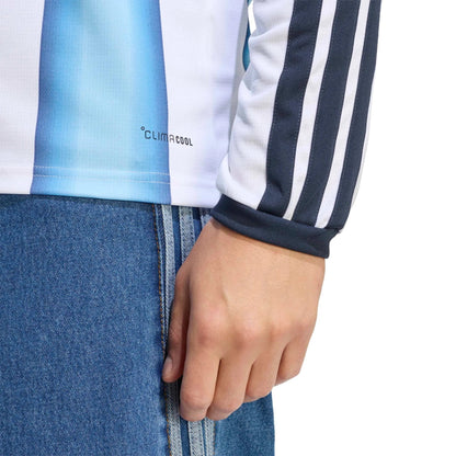 2026 Argentina Men's Stadium Home Long-Sleeve Soccer Jersey White / Icey Blue / Light Blue