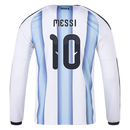 2026 Argentina Men's Stadium Home Long-Sleeve Soccer Jersey White / Icey Blue / Light Blue