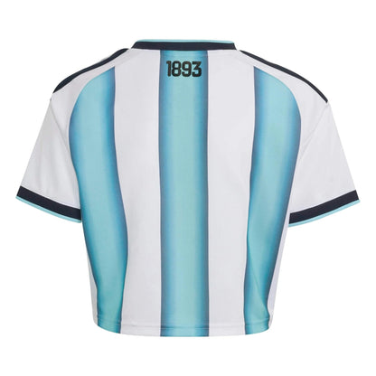 2026 Argentina Women's Stadium Home Cropped Soccer Jersey White / Icey Blue / Light Blue