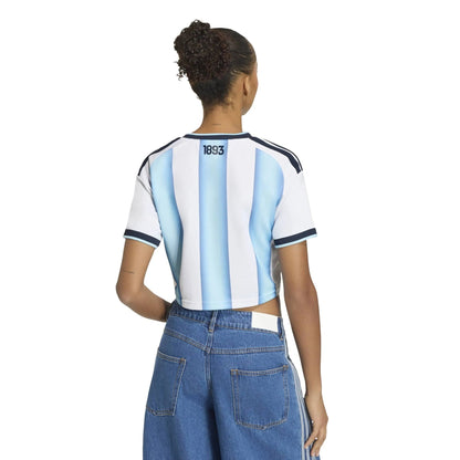 2026 Argentina Women's Stadium Home Cropped Soccer Jersey White / Icey Blue / Light Blue