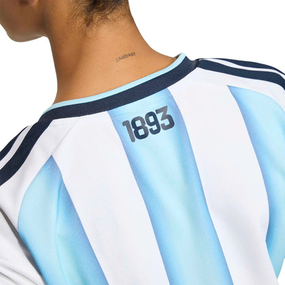 2026 Argentina Women's Stadium Home Cropped Soccer Jersey White / Icey Blue / Light Blue