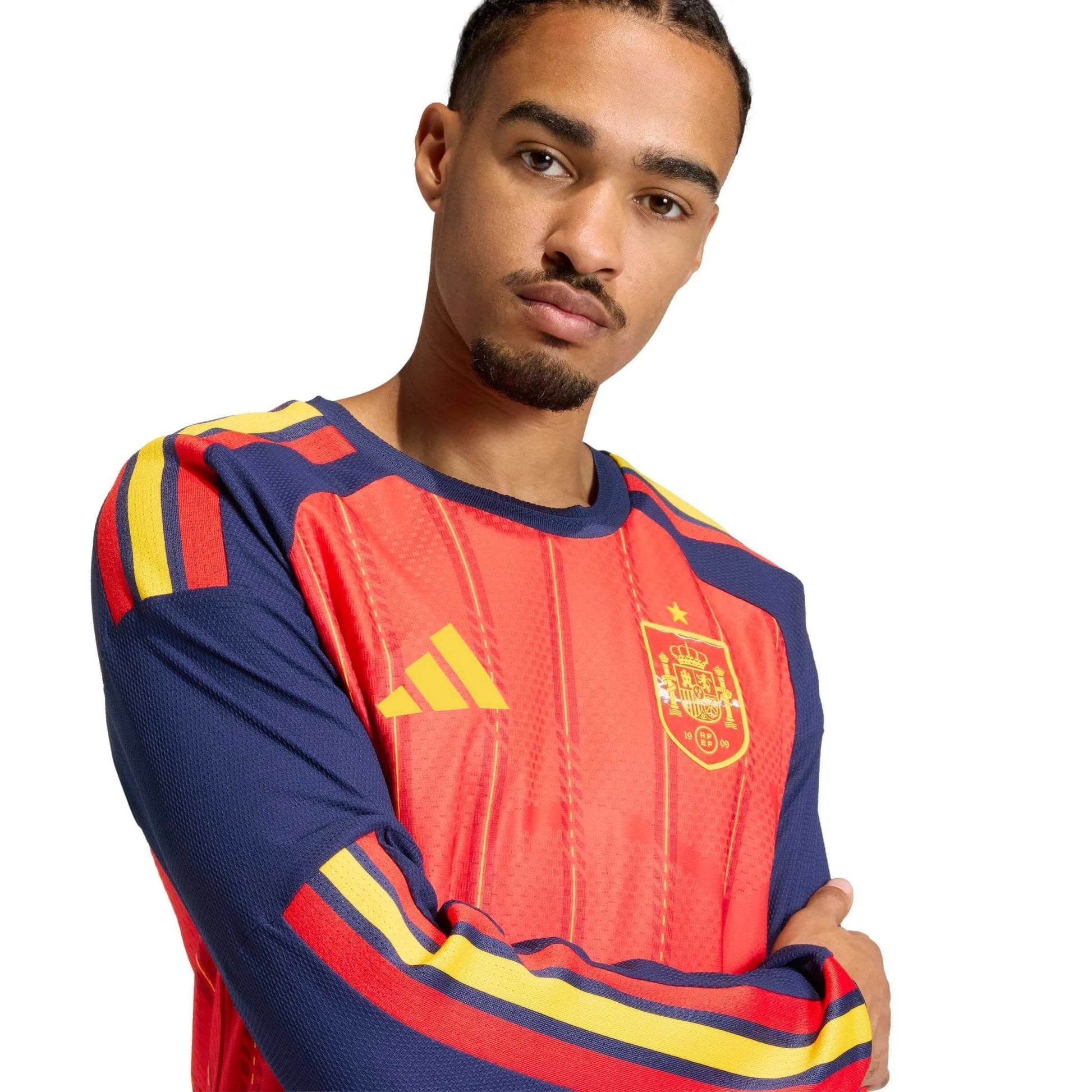 2026 Spain Men's Authentic Home Long-Sleeve Soccer Jersey Vivid Red