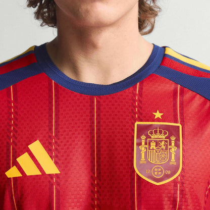 2026 Spain Men's Authentic Home Long-Sleeve Soccer Jersey Vivid Red