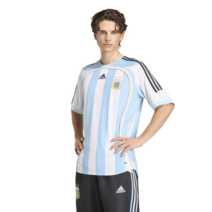 2006 Argentina Men's Retro Stadium Home Soccer Jersey White / Clear Blue
