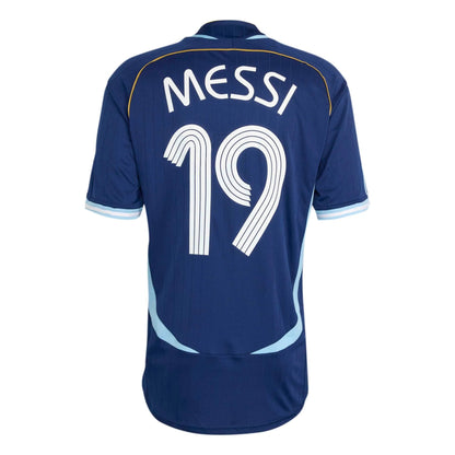 2006 Argentina Men's Retro Stadium Away Messi #19 Soccer Jersey Dark Blue