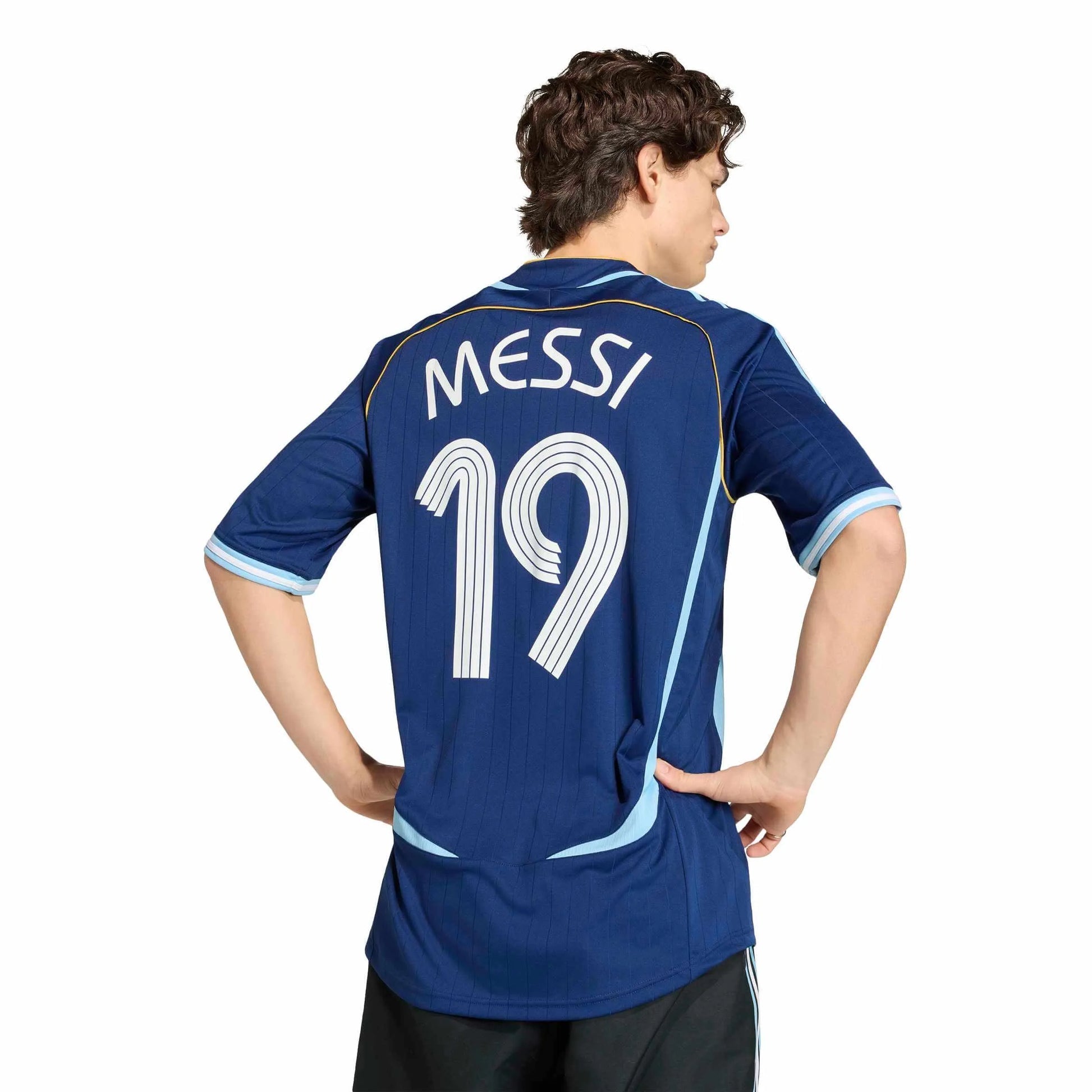 2006 Argentina Men's Retro Stadium Away Messi #19 Soccer Jersey Dark Blue
