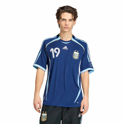 2006 Argentina Men's Retro Stadium Away Messi #19 Soccer Jersey Dark Blue