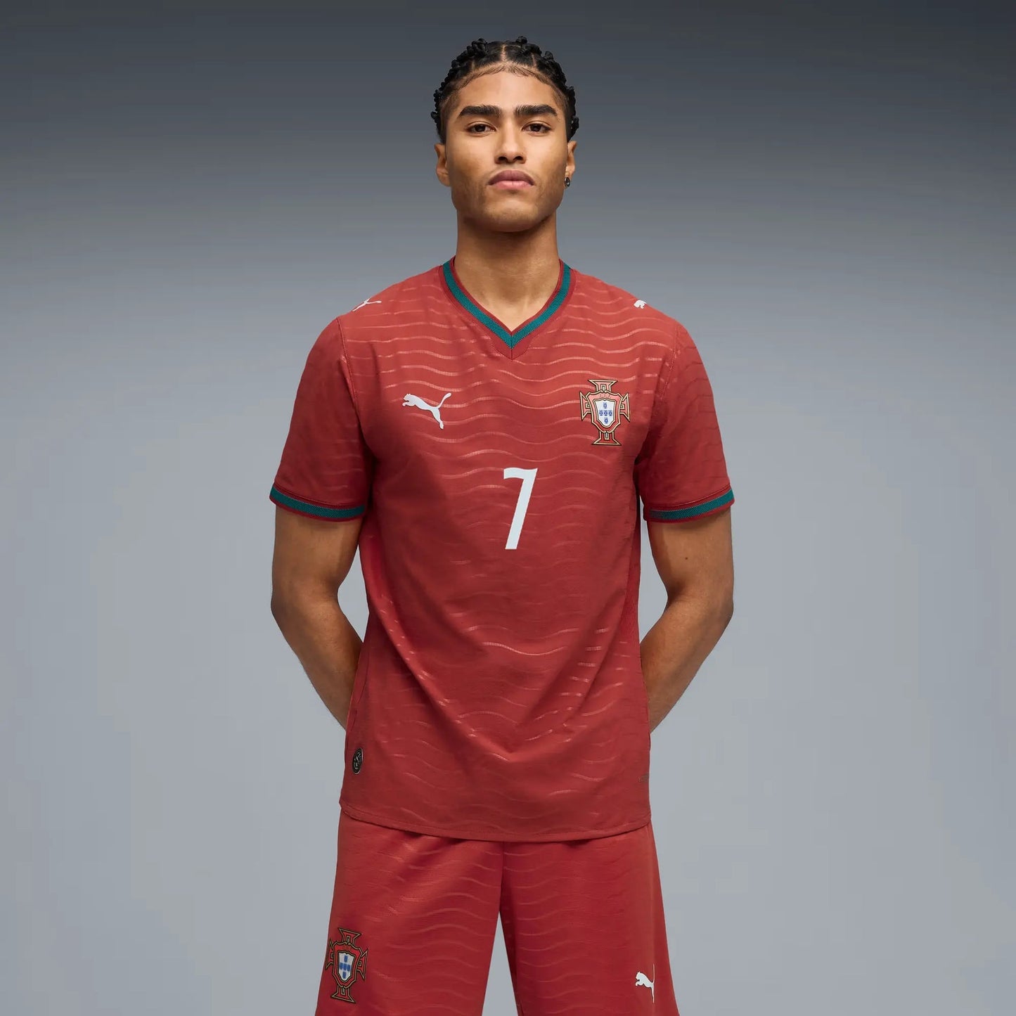2026 Portugal Men's Authentic Home Ronaldo #7 Soccer Jersey Club Red-Green Lagoon