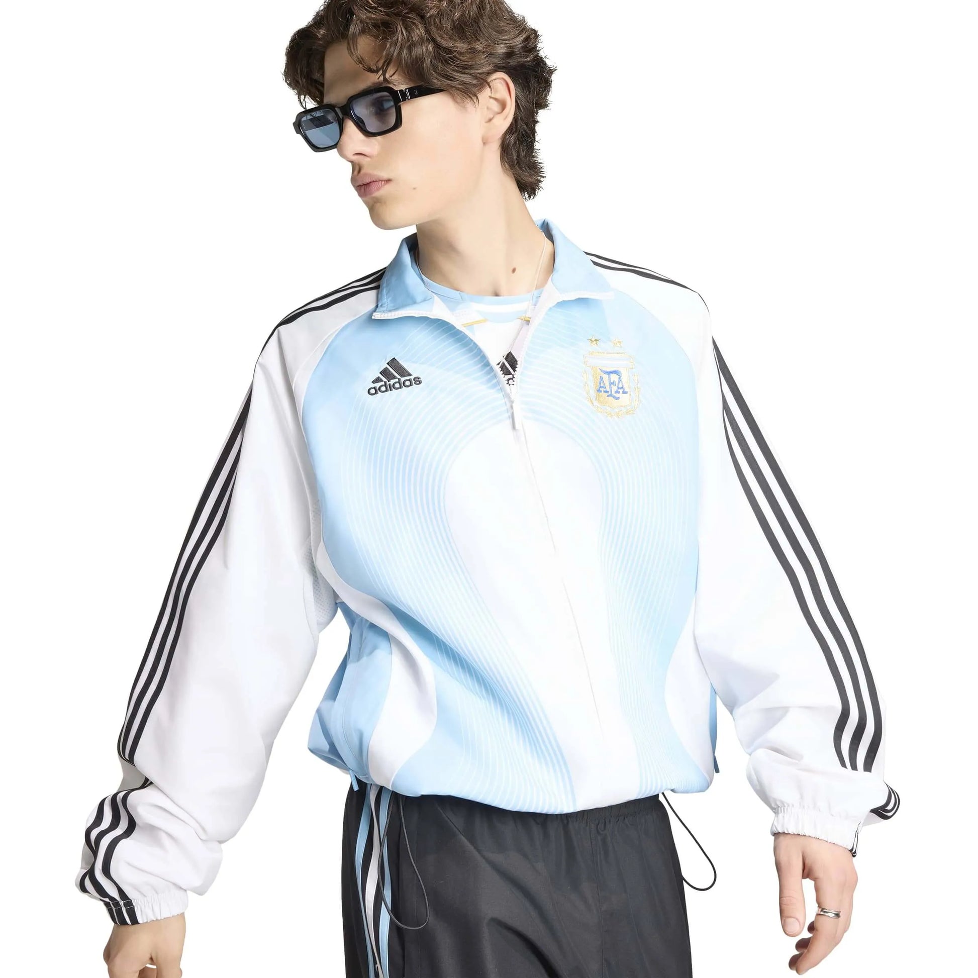 2006 Argentina Men's Retro Home Track Top White / Clear Blue