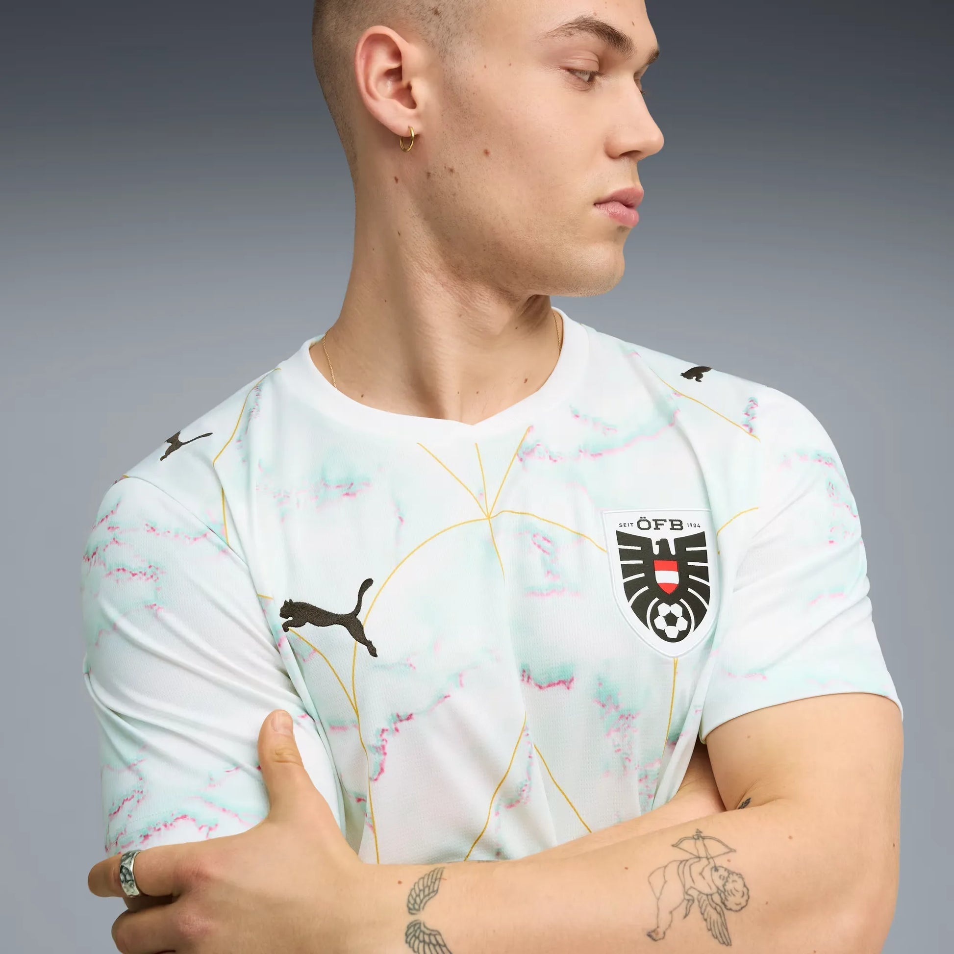 2026 Austria Men's Stadium Away Soccer Jersey Puma White-Mint Melt