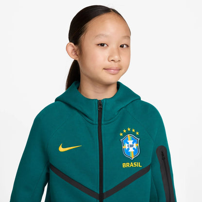 2026-27 Brazil Youth Full-Zip Tech Fleece Hoodie Geode Teal/Midwest Gold