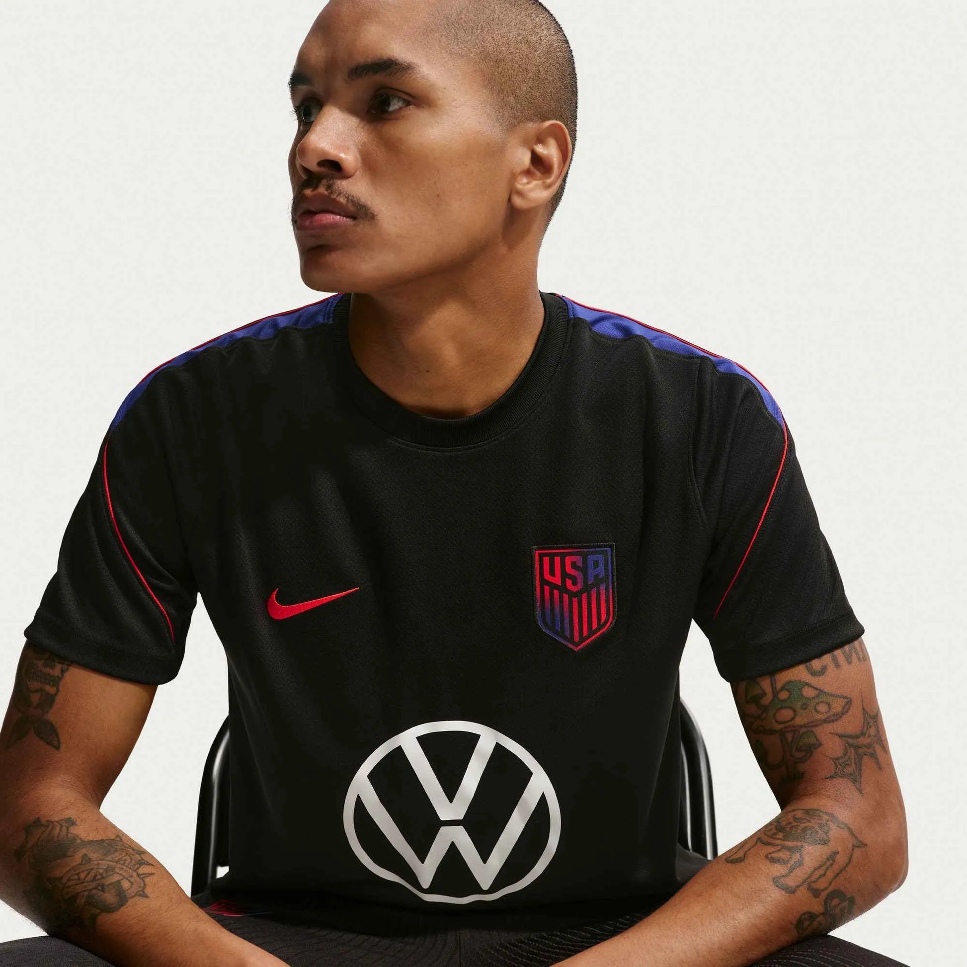2026-27 USMNT Men's Strike Top Black/Deep Royal Blue/Challenge Red
