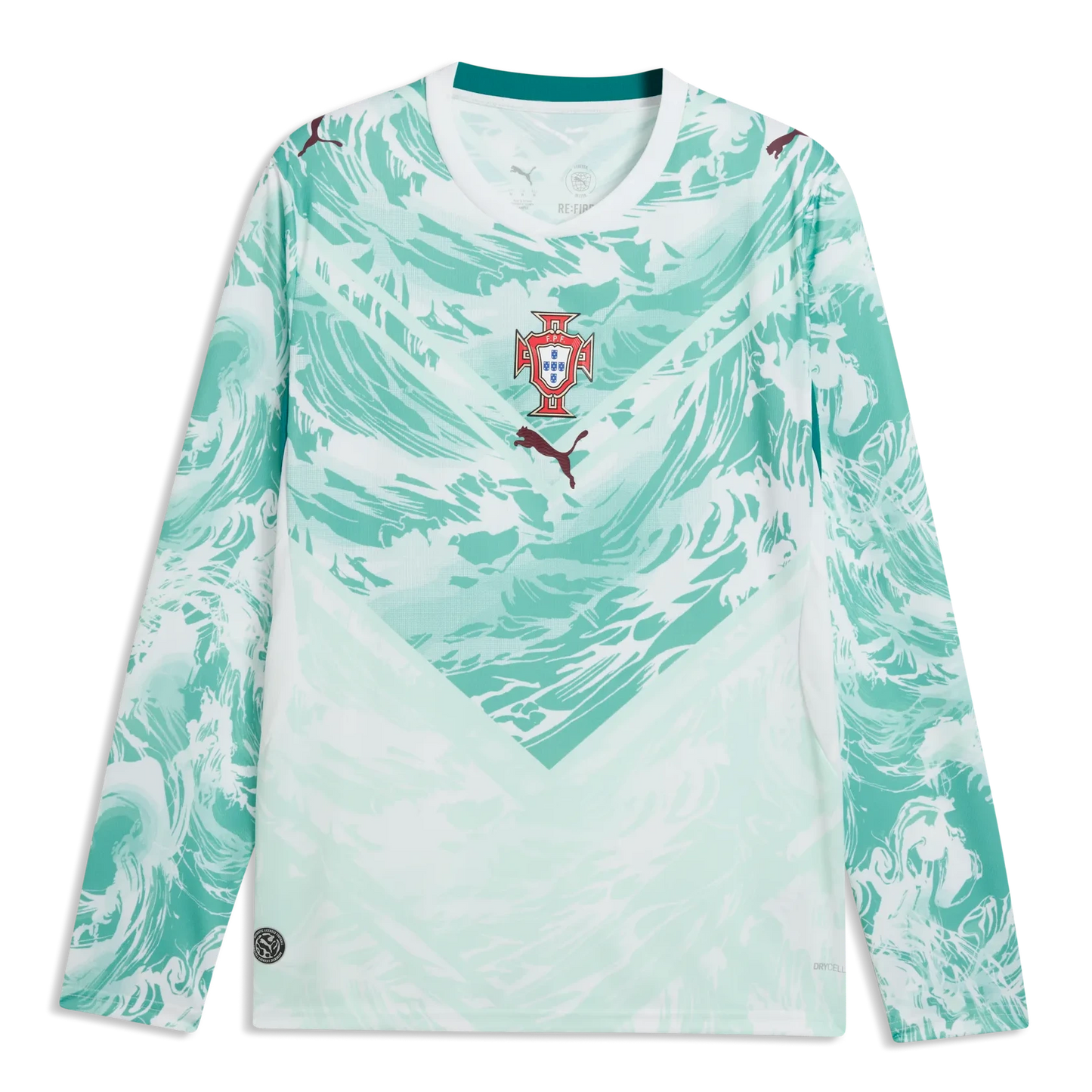 2026-27 Portugal Men's Stadium Away Long-Sleeve Soccer Jersey Puma White-Green Lagoon
