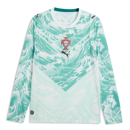 2026-27 Portugal Men's Stadium Away Long-Sleeve Soccer Jersey Puma White-Green Lagoon