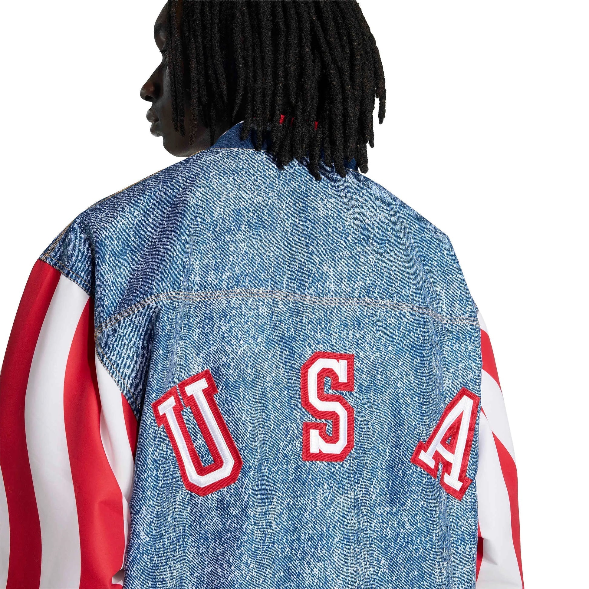 USA Men's Denim Graphic Track Top White / Dark Blue