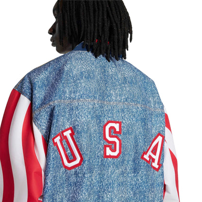 USA Men's Denim Graphic Track Top White / Dark Blue