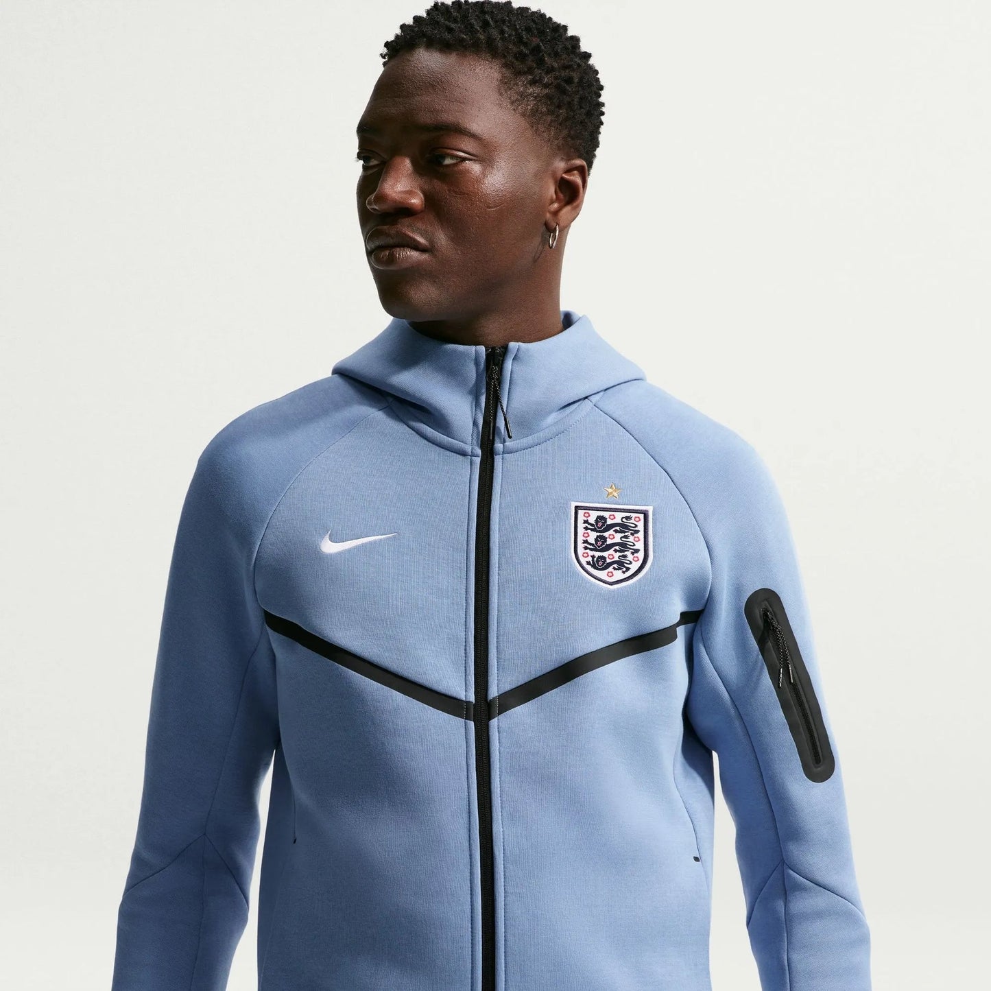2026-27 England Men's Full-Zip Tech Fleece Hoodie Work Blue/White