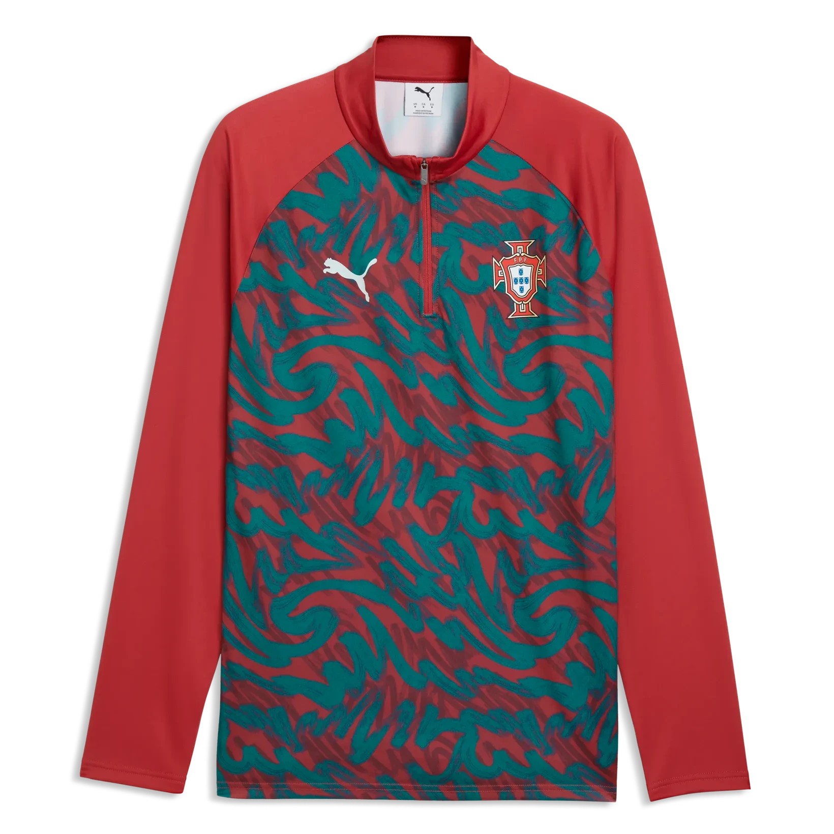 2026-27 Portugal Men's 1/4 Zip Pre-Match Top Club Red-Green Lagoon