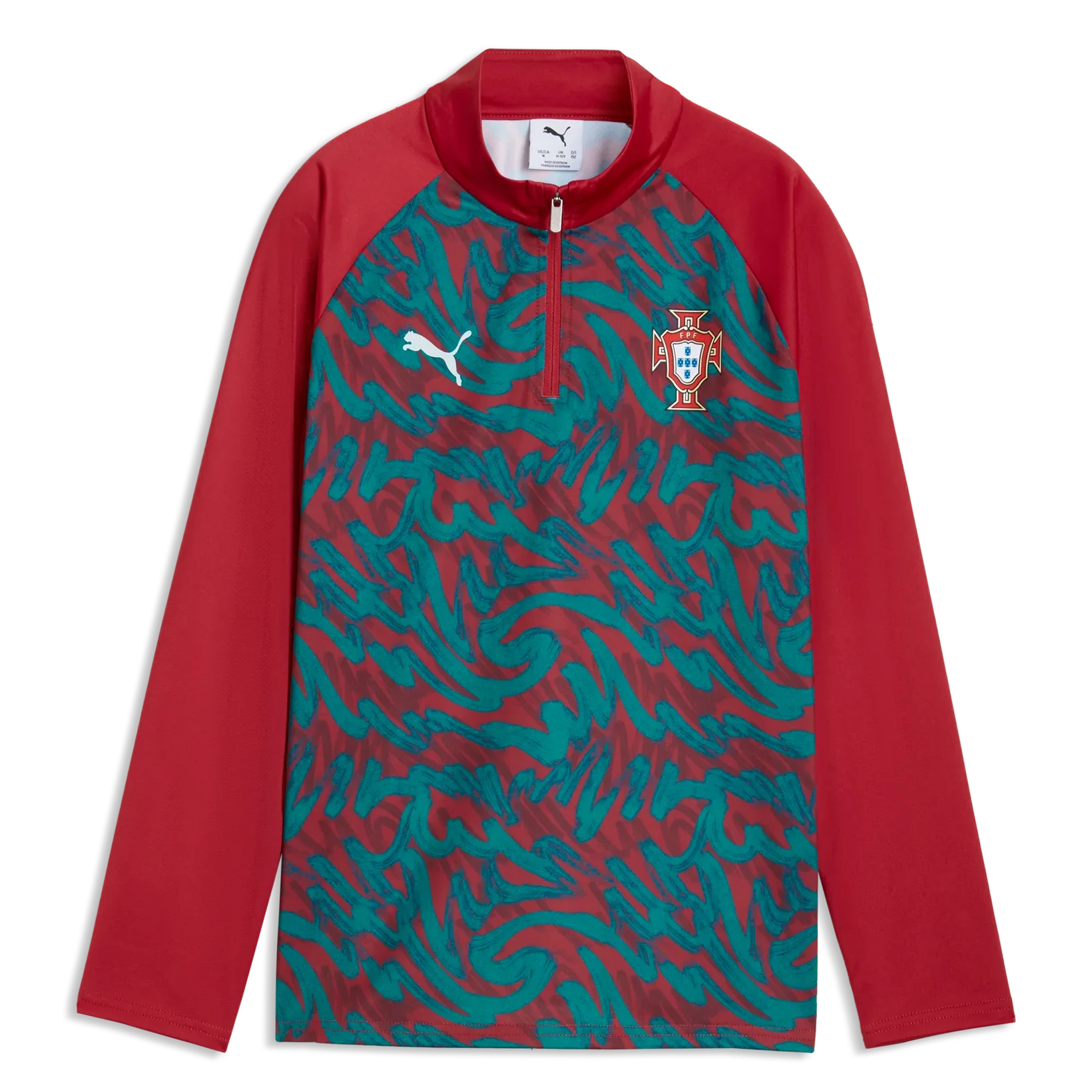 2026-27 Portugal Youth 1/4 Zip Pre-Match Top Club Red-Green Lagoon