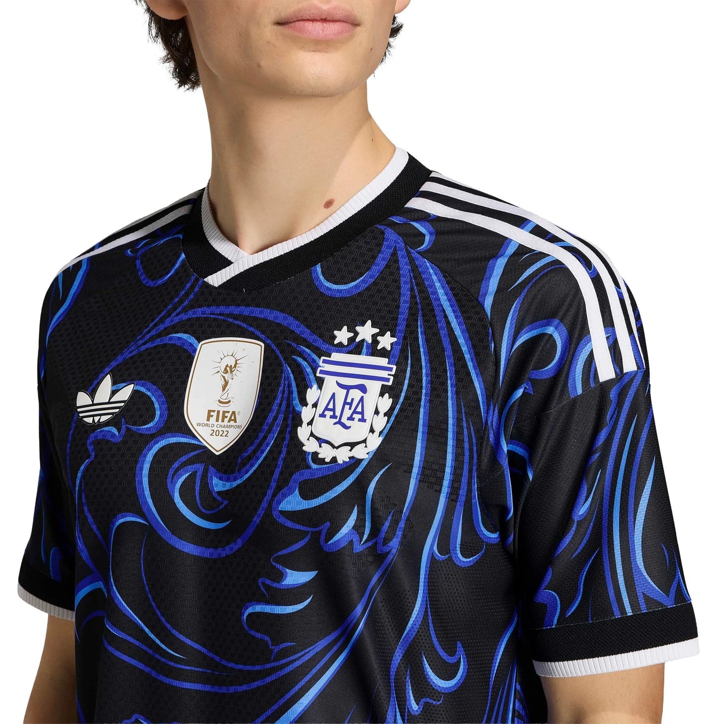 2026 Argentina Men's Authentic Away Soccer Jersey Black / Lucid Blue / Blue Burst